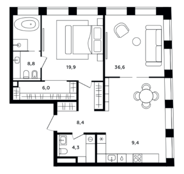 Планировка лота №2, 92,9 м²