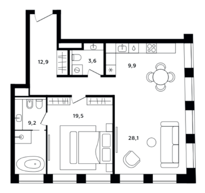 Планировка лота №3, 82,3 м²