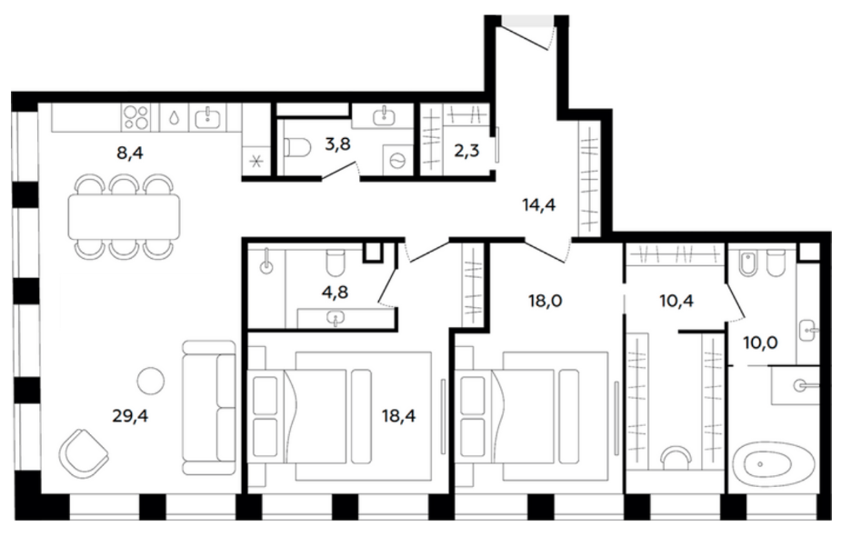 Планировка лота №4, 118,6 м²